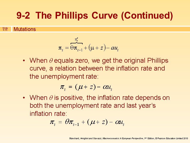 When  equals zero, we get the original Phillips curve, a relation between the